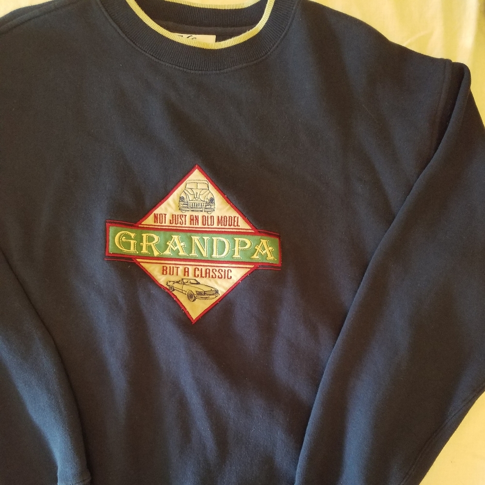 Vintage Eclectic Grandpa Sweatshirt Top  Fathers Day Classic Cars Motor Head